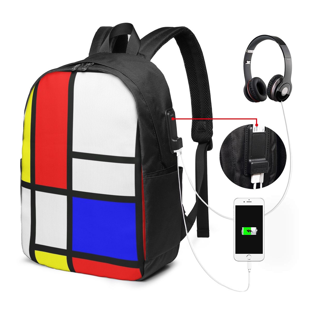 Women Bags For Women - Zaino Piet Mondrian Composition, borsa da