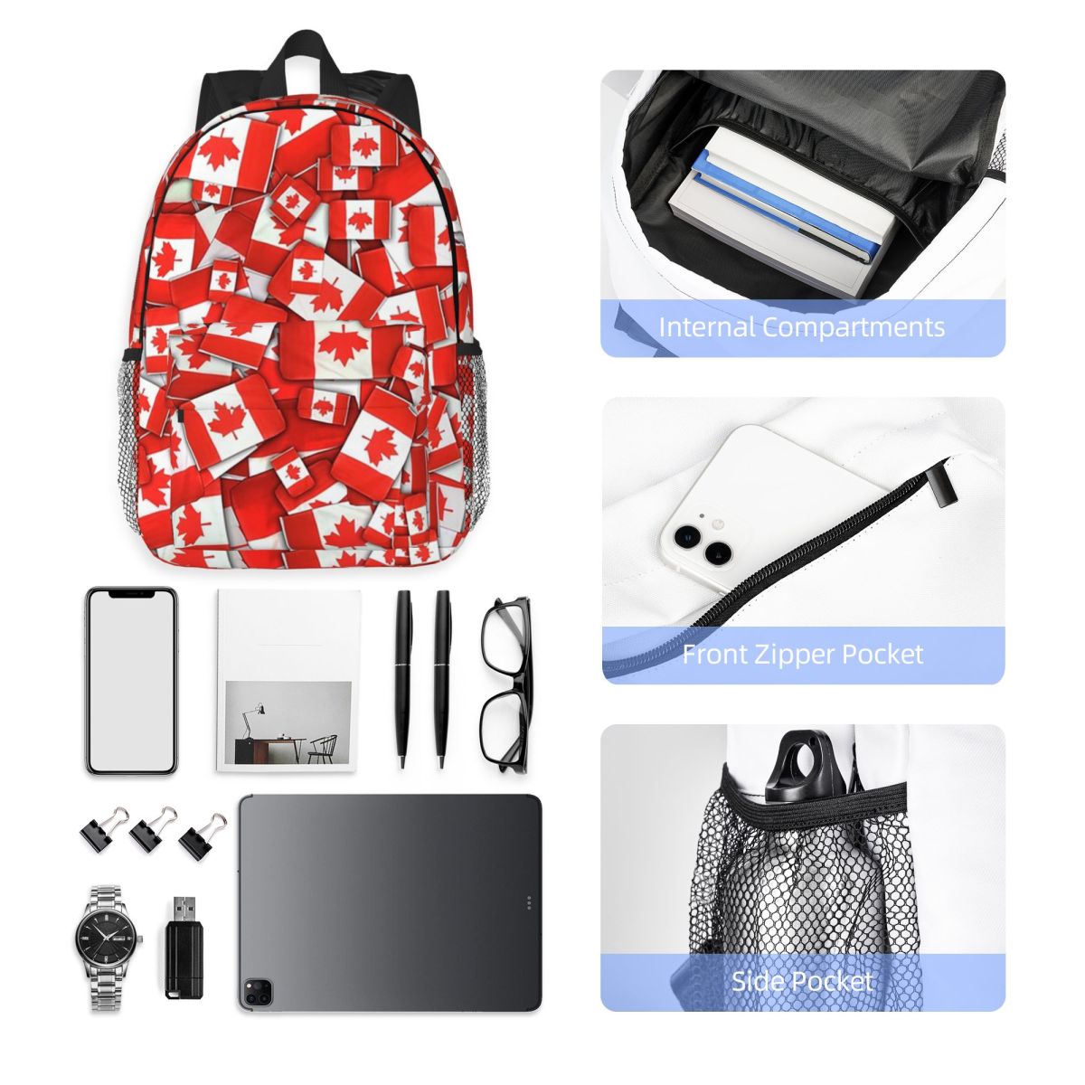 Women Bags Canada - Zaino con motivo bandiera del Canada,