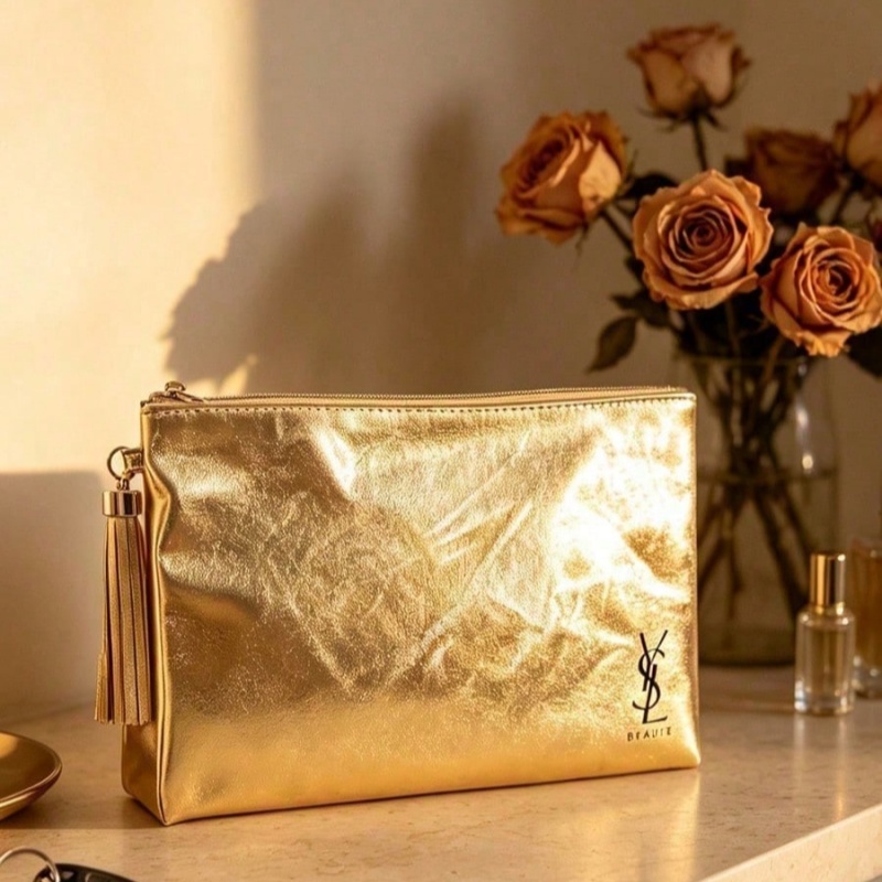 Women Bags Waterproof - Borsa Cosmetica Dorata YSL, Pochette Multifunzionale