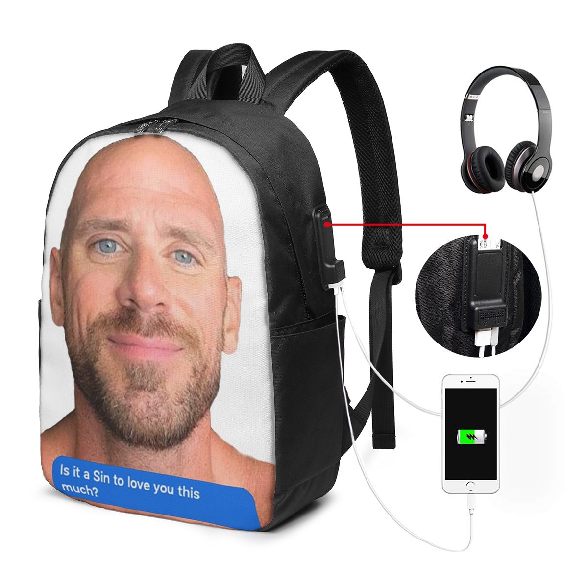 Zaino Johnny Sins Flirty Text  - Women Bags For Women recensione e prezzo